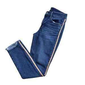 Abercrombie & Fitch Harper Ankle Jeans Womens 26/2 R Denim Stripe Fray Hem